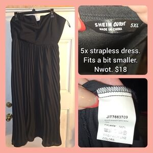 SHEIN Curve Elegant Black Strapless Dress